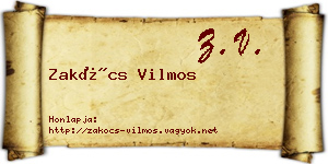 Zakócs Vilmos névjegykártya